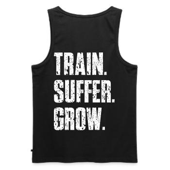 Devise Train Suffer, Grow Grunge - White - Débardeur bio Premium Homme - noir - Dos - AI Model Male 178 light (178cm)