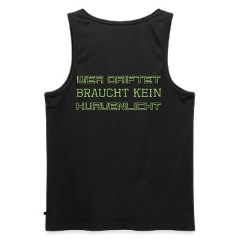 Wer driftet braucht kein Kurvenlicht - Auto Motiv - Männer Premium Bio Tank Top - Schwarz - Hinten - AI Model Male 178 light (178cm)