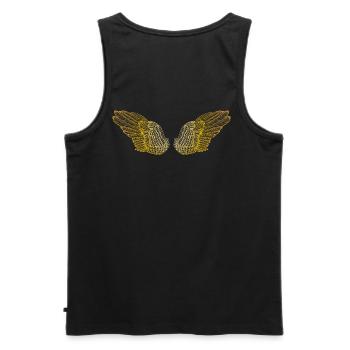 Ailes d'ange dorées duveteuses - Débardeur bio Premium Homme - noir - Dos - AI Model Male 178 light (178cm)