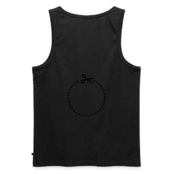 Circle - Kreis ausschneiden mit Schere - Männer Premium Bio Tank Top - Schwarz - Hinten - AI Model Male 178 light (178cm)