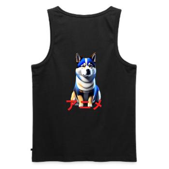 Shiba, Inu ,Art Anime Manga , Robot Dog - Débardeur bio Premium Homme - noir - Dos - AI Model Male 178 light (178cm)
