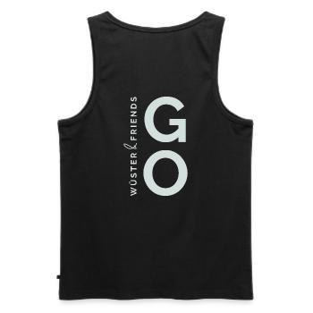 Wüster&Friends GO Logo Hellgrün - Männer Premium Bio Tank Top - Schwarz - Hinten - AI Model Male 178 light (178cm)