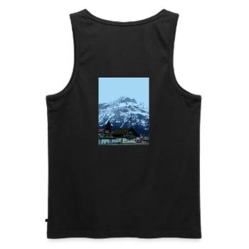 Swiss Mountains - Grindelwald Valley - Männer Premium Bio Tank Top - Schwarz - Hinten - AI Model Male 178 light (178cm)