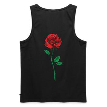 Rosen auf dem Tisch und Diamanten um den Hals - Männer Premium Bio Tank Top - Schwarz - Hinten - AI Model Male 178 light (178cm)