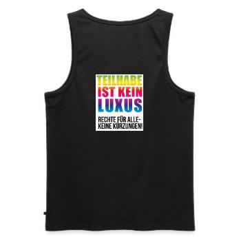 Teilhabe ist kein Luxus keine Kürzungen - Männer Premium Bio Tank Top - Schwarz - Hinten - AI Model Male 178 light (178cm)