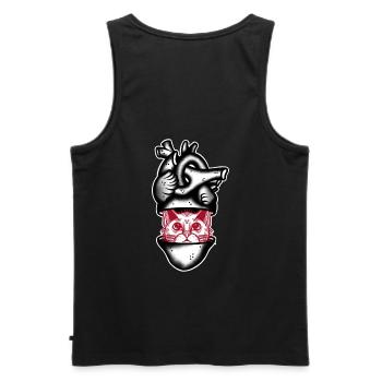 Heart Cat black and red - Débardeur bio Premium Homme - noir - Dos - AI Model Male 178 light (178cm)