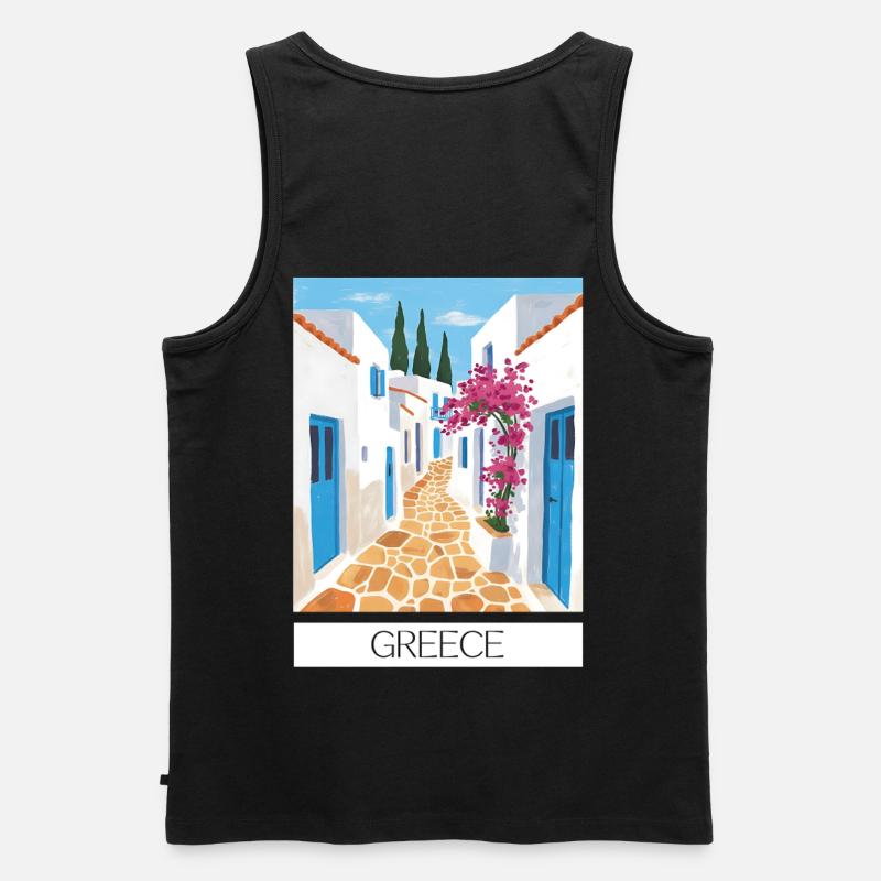 Griechischer Straßenpfad Blauweiß - Männer Premium Bio Tank Top - Schwarz