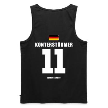 Deutschland Fussball Konterstürmer Fußball - Männer Premium Bio Tank Top - Schwarz - Hinten - AI Model Male 178 light (178cm)