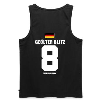 Deutschland Fussball Geölter Blitz Fußball - Männer Premium Bio Tank Top - Schwarz - Hinten - AI Model Male 178 light (178cm)