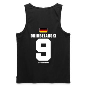 Deutschland Fussball Dribbelanski Fußball - Männer Premium Bio Tank Top - Schwarz - Hinten - AI Model Male 178 light (178cm)