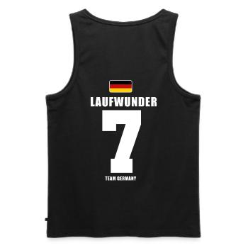 Deutschland Fussball Laufwunder Fußball - Männer Premium Bio Tank Top - Schwarz - Hinten - AI Model Male 178 light (178cm)