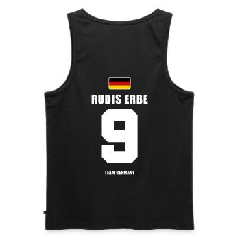 Deutschland Fussball Rudis Erbe Fußball - Männer Premium Bio Tank Top - Schwarz - Hinten - AI Model Male 178 light (178cm)