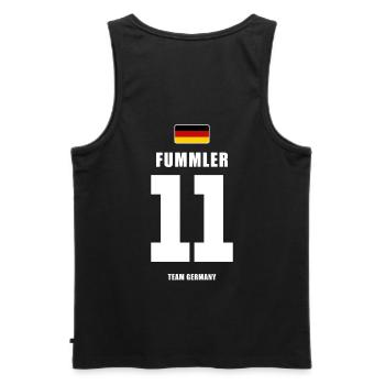 Deutschland Fussball Stürmer Fußball - Männer Premium Bio Tank Top - Schwarz - Hinten - AI Model Male 178 light (178cm)