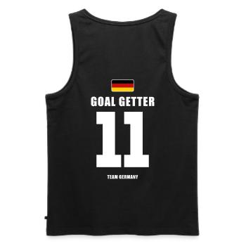 Deutschland Fussball Stürmer Fußball - Männer Premium Bio Tank Top - Schwarz - Hinten - AI Model Male 178 light (178cm)