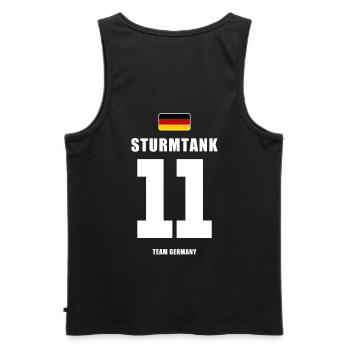 Deutschland Fussball Stürmer Fußball - Männer Premium Bio Tank Top - Schwarz - Hinten - AI Model Male 178 light (178cm)