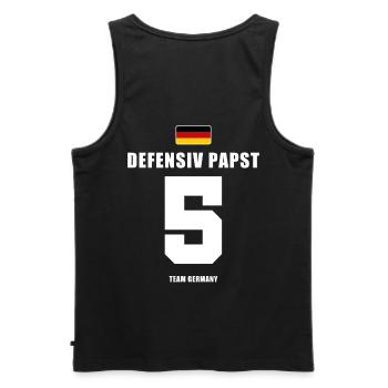 Deutschland Fussball Abwehr Fußball - Männer Premium Bio Tank Top - Schwarz - Hinten - AI Model Male 178 light (178cm)
