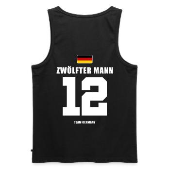 Deutschland Fussball 12 Zwölfter Mann Fußball - Männer Premium Bio Tank Top - Schwarz - Hinten - AI Model Male 178 light (178cm)