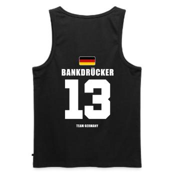 Deutschland Fussball Stürmer Fußball - Männer Premium Bio Tank Top - Schwarz - Hinten - AI Model Male 178 light (178cm)
