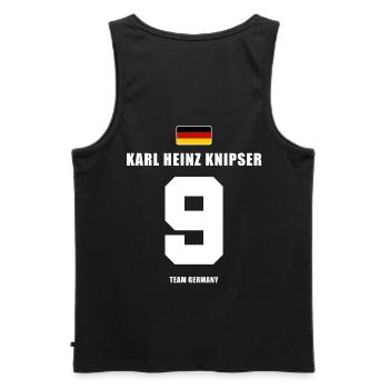 Deutschland Fussball Stürmer Fußball - Männer Premium Bio Tank Top - Schwarz - Hinten - AI Model Male 178 light (178cm)