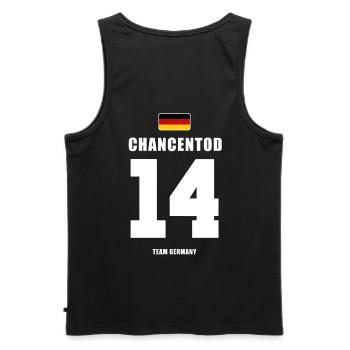 Deutschland Fussball Stürmer Fußball - Männer Premium Bio Tank Top - Schwarz - Hinten - AI Model Male 178 light (178cm)