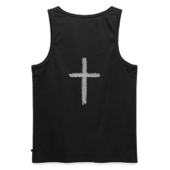Jesus - Men's Premium Organic Tank Top - black - Back - AI Model Male 178 light (178cm)