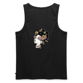 Namakubi and mushrooms - Men's Premium Organic Tank Top - black - Back - AI Model Male 178 light (178cm)