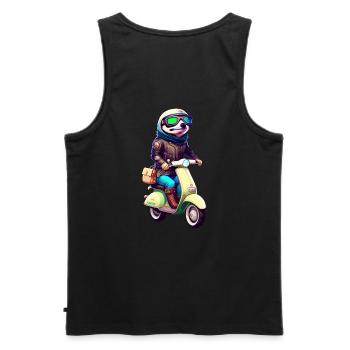 Mofa Moped Motorroller Scooter Biker Faultier - Männer Premium Bio Tank Top - Schwarz - Hinten - AI Model Male 178 light (178cm)