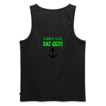 Sabbel nich, dat geit! - Männer Premium Bio Tank Top - Schwarz - Hinten - AI Model Male 178 light (178cm)