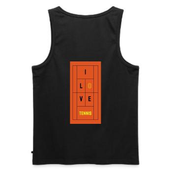 J’adore le tennis orange - Débardeur bio Premium Homme - noir - Dos - AI Model Male 178 light (178cm)