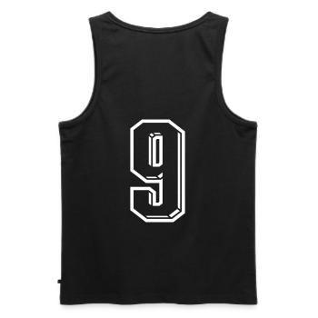 9 Jahre Trikot Nummer 9 - Zahl NEUN Rückennummer - Männer Premium Bio Tank Top - Schwarz - Hinten - AI Model Male 178 light (178cm)