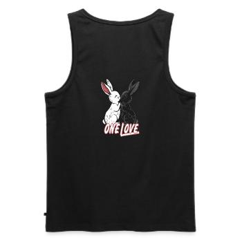 2 niedliche Hasen schwarz und weiss - Männer Premium Bio Tank Top - Schwarz - Hinten - AI Model Male 178 light (178cm)