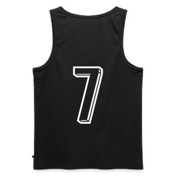 7 Jahre Trikot Nummer 7 - Zahl SIEBEN Rückennummer - Männer Premium Bio Tank Top - Schwarz - Hinten - AI Model Male 178 light (178cm)