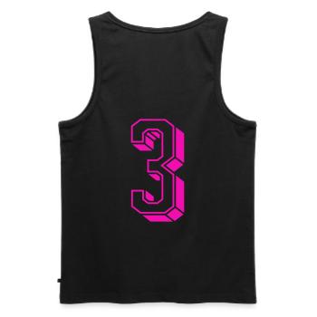 Zahl drei - Nummer 3 pink Mädchen Trikotnummer - Männer Premium Bio Tank Top - Schwarz - Hinten - AI Model Male 178 light (178cm)