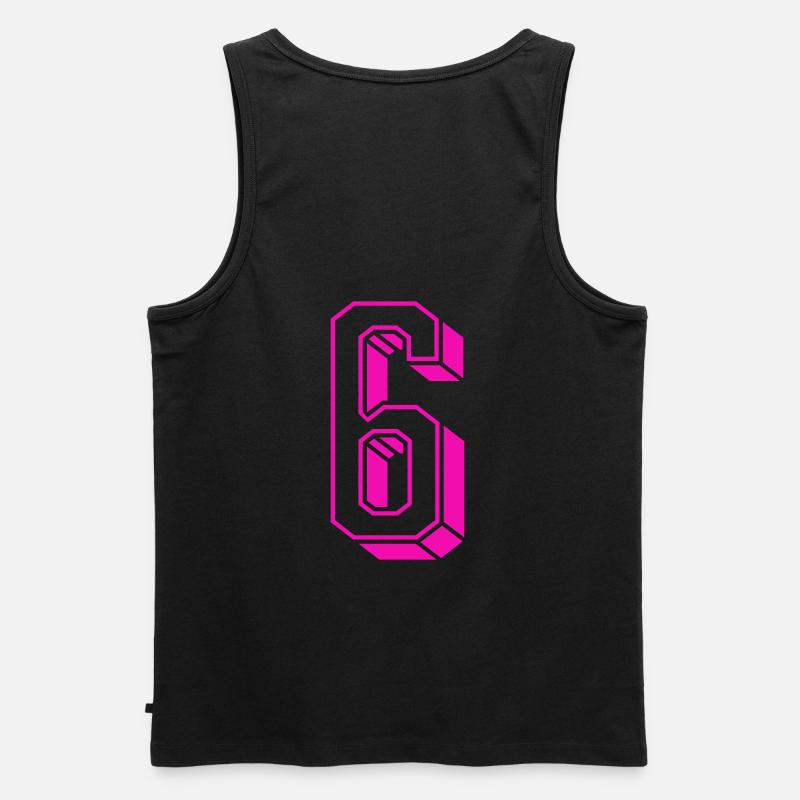 Zahl Sechs - Nummer 6 pink Mädchen Trikotnummer - Männer Premium Bio Tank Top - Schwarz