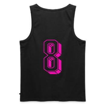 Zahl acht - Nummer 8 pink Mädchen Trikotnummer - Männer Premium Bio Tank Top - Schwarz - Hinten - AI Model Male 178 light (178cm)