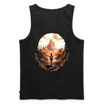 Wanderin 1 - Männer Premium Bio Tank Top - Schwarz - Hinten - AI Model Male 178 light (178cm)