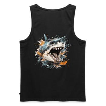 Sharkhead - Männer Premium Bio Tank Top - Schwarz - Hinten - AI Model Male 178 light (178cm)