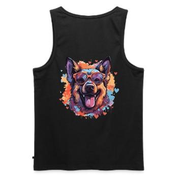 Happy Dog 2 - Männer Premium Bio Tank Top - Schwarz - Hinten - AI Model Male 178 light (178cm)