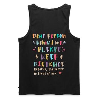 Liebe Person hinter mir, Bitte Abstand halten - Männer Premium Bio Tank Top - Schwarz - Hinten - AI Model Male 178 light (178cm)