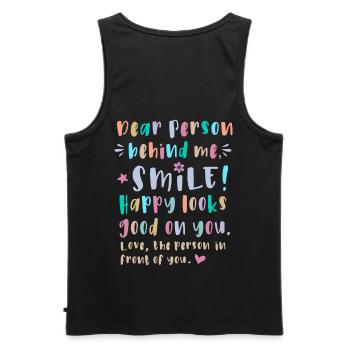 Liebe Person hinter mir, Lächle, Glücklich steht - Männer Premium Bio Tank Top - Schwarz - Hinten - AI Model Male 178 light (178cm)