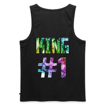 KING 01, King # 1, Queen Design dans le magasin - Débardeur bio Premium Homme - noir - Dos - AI Model Male 178 light (178cm)