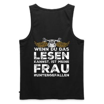 Motorrad Motorradfahrer Sprüche Runtergefallen - Männer Premium Bio Tank Top - Schwarz - Hinten - AI Model Male 178 light (178cm)