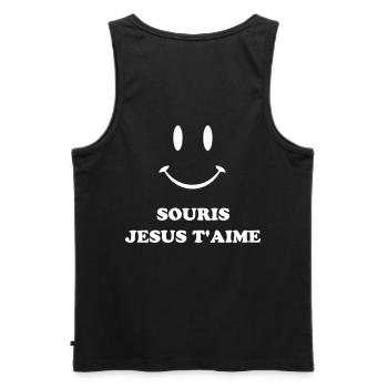 souris jesus t'aime - Débardeur bio Premium Homme - noir - Dos - AI Model Male 178 light (178cm)
