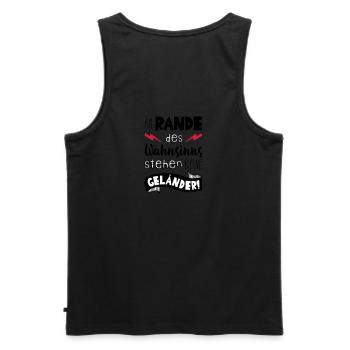 On the edge of the madness there are no railings! - Men's Premium Organic Tank Top - black - Back - AI Model Male 178 light (178cm)