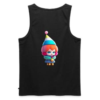 Anime Fille Manga Poupée Carnaval Clown - Débardeur bio Premium Homme - noir - Dos - AI Model Male 178 light (178cm)