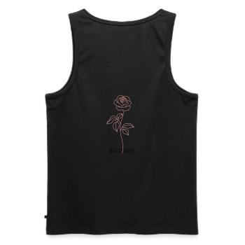 Rose lachsfarben mit Aufschrift "Beautiful" hinten - Männer Premium Bio Tank Top - Schwarz - Hinten - AI Model Male 178 light (178cm)