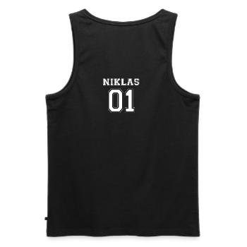 Niklas 01 - White Edition - Men's Premium Organic Tank Top - black - Back - AI Model Male 178 light (178cm)