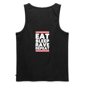 eat sleep rave repeat - Männer Premium Bio Tank Top - Schwarz - Hinten - AI Model Male 178 light (178cm)