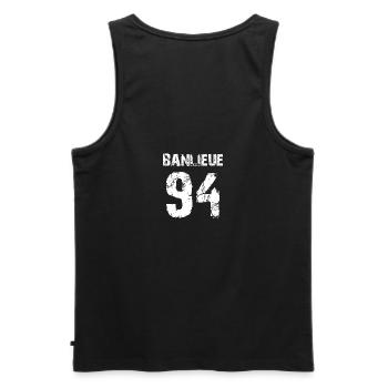 banlieue 94 - Men's Premium Organic Tank Top - black - Back - AI Model Male 178 light (178cm)