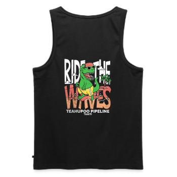 Ride the waves Teahupoo Tahiti - Men's Premium Organic Tank Top - black - Back - AI Model Male 178 light (178cm)